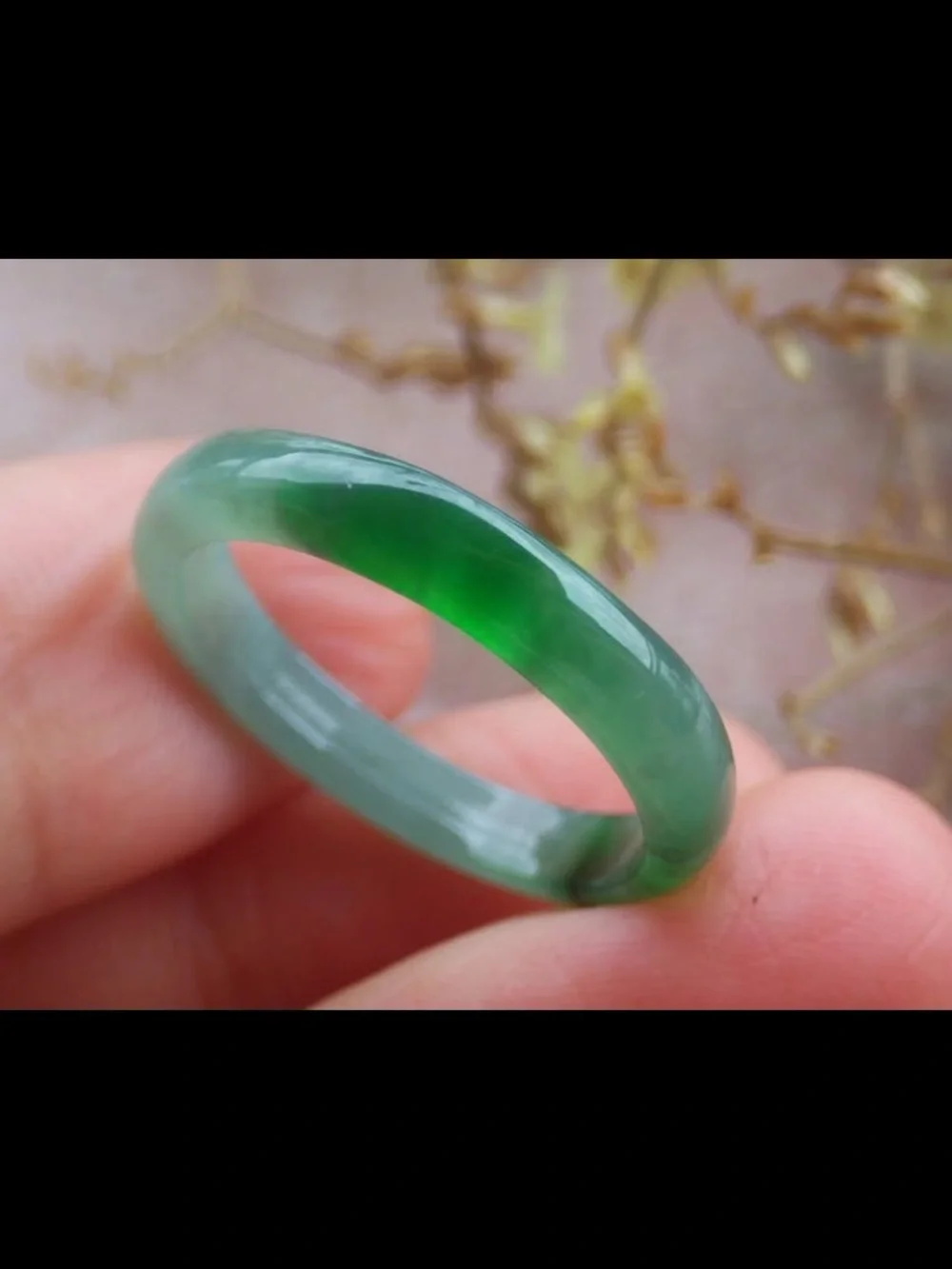 Certificate Jadeite Jewelry Jade luck Green thin Ring Size6.75